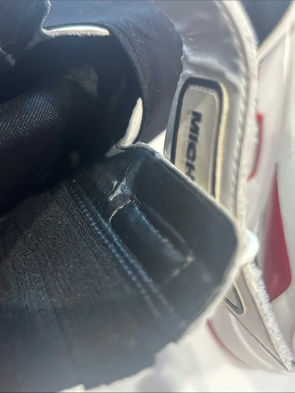 Michael Kors White, Black & Red High-Top Sneakers with Strap women’s size 9